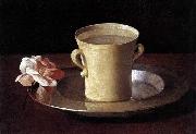 Francisco de Zurbaran Cup of Water and a Rose on a Silver Plate oil on canvas